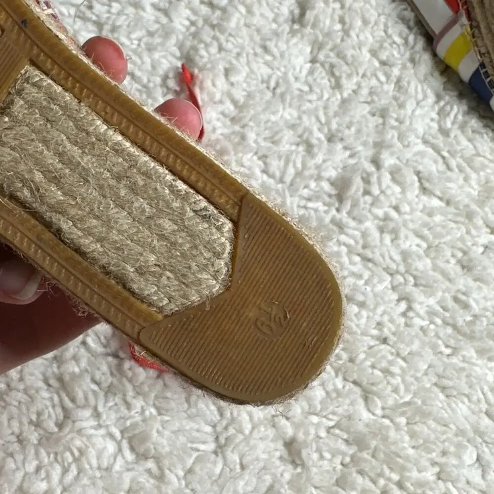 Kate Spade Leena Rainbow-Striped Leather Espadrilles Orange Summer Coastal
